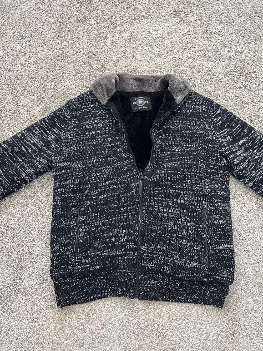 Living the Dream Rock for Freedom Full-Zip Knit Sweater Jacket Black Heather - L - Picture 1 of 12